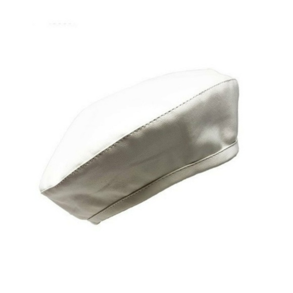 Women's Faux Leather Beret | White - Picture 2 of 4